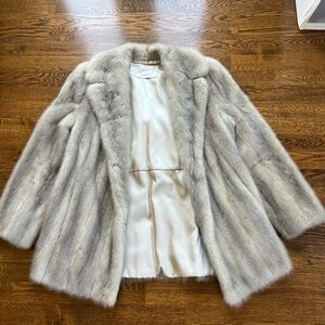 Sapphire Grey Mink Real Fur Short Coat